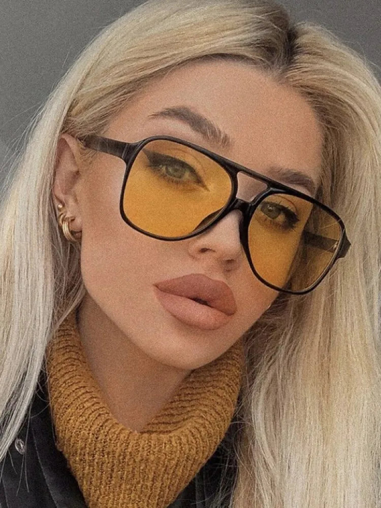 Vintage Oversized Sunglasses - UV400 Plastic Frame Eyewear