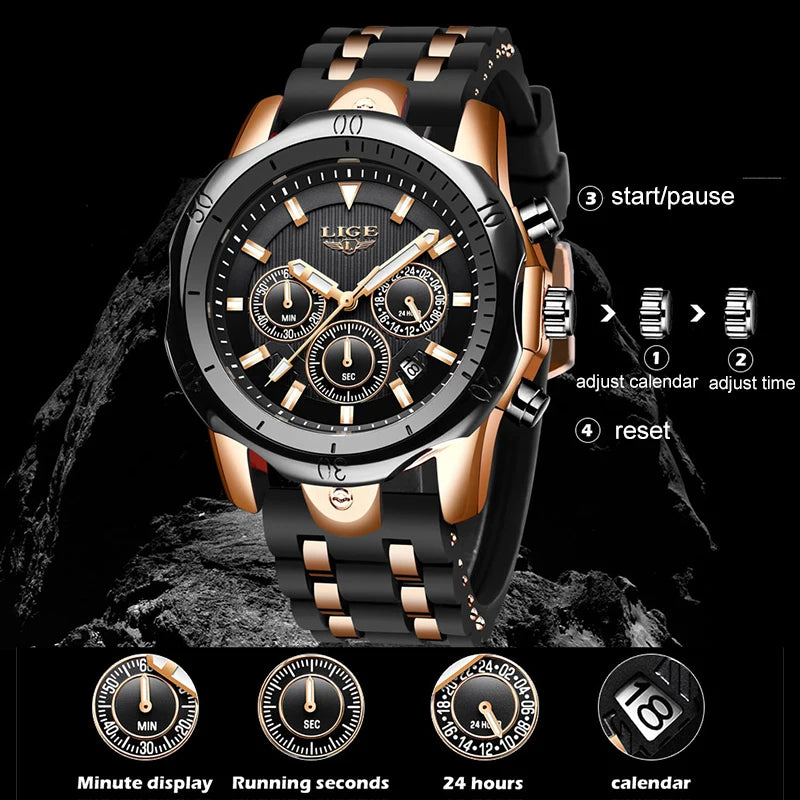 Sport Chronograph Full Steel Watch - Premium Waterproof Timepiece