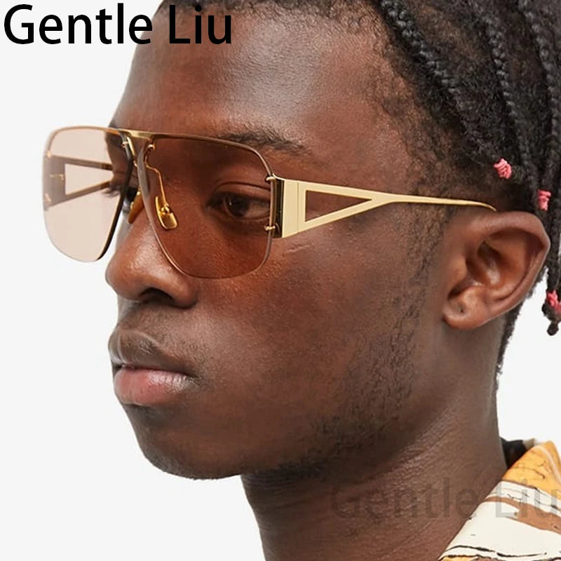 Fashion Oversized Square Sunglasses - Vintage Frameless Eyewear