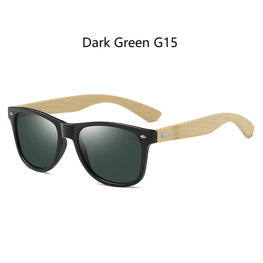 Sustainable Bamboo Wood Sunglasses - Eco-Friendly Square Design