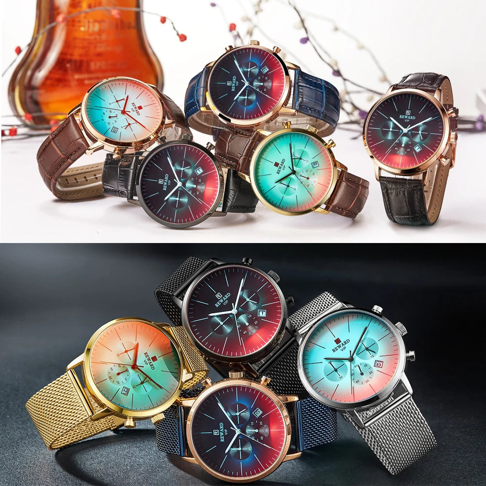 Fashion Color Chronograph Watch - Bright Glass Sports Timepiece