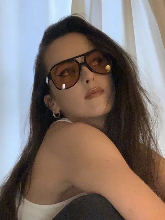 Vintage Oversized Sunglasses - UV400 Plastic Frame Eyewear