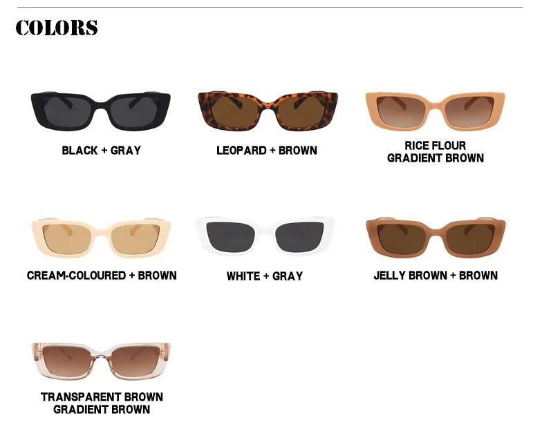 Retro Frame Rectangle Sunglasses - Travel Fashion UV400 Eyewear