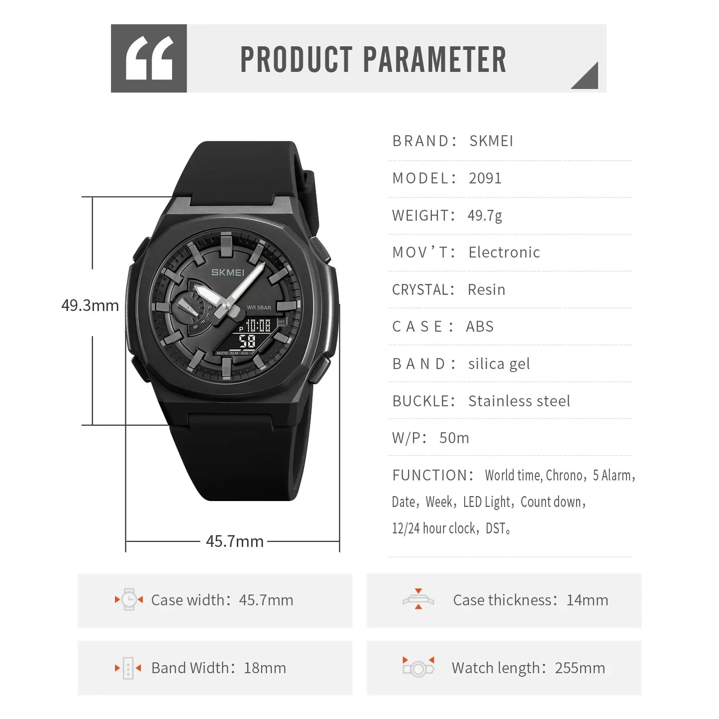 Chrono Waterproof Digital Watch - Multifunctional Sports Timepiece