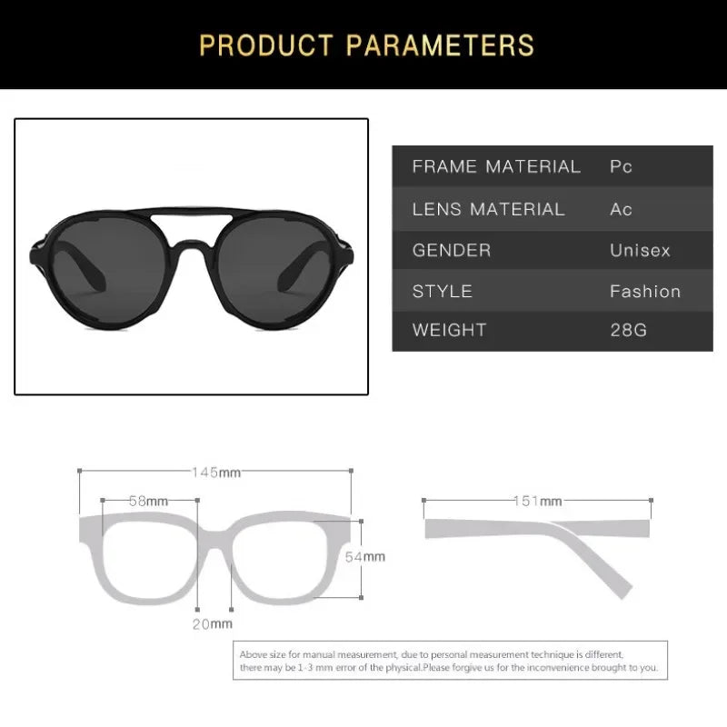Classic Gothic Steampunk Sunglasses - Leather Accent Design