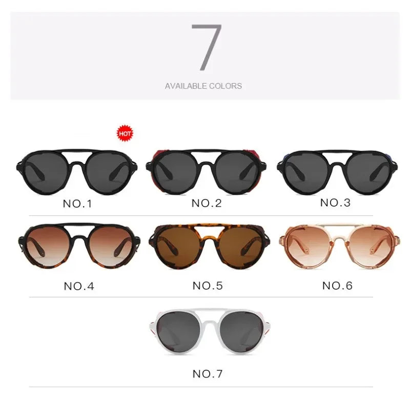 Classic Gothic Steampunk Sunglasses - Leather Accent Design