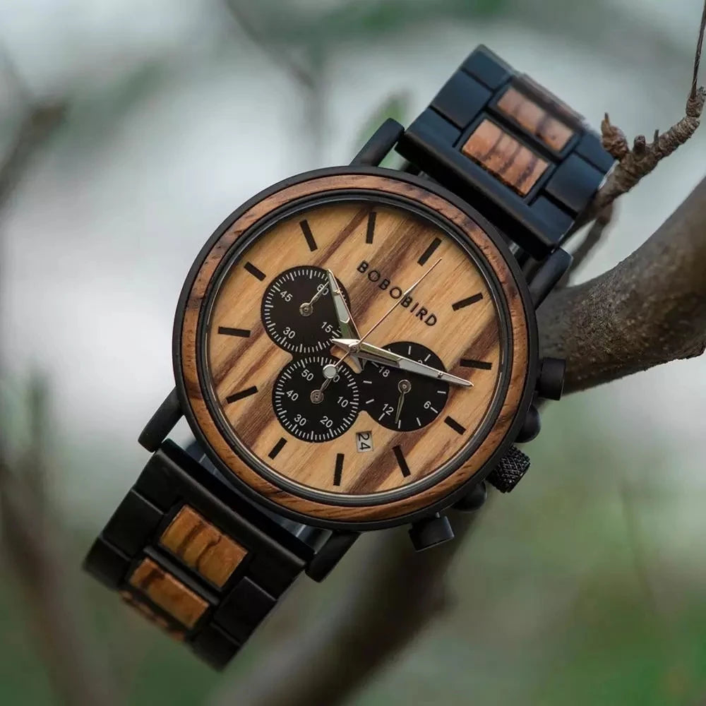 Classy Stylish Wooden Watch - Customizable Military Retro Design